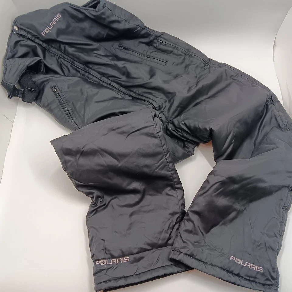 Vintage Polaris Mens XL Long Black Bibs Overalls Snow Ski Winter pants USA - Image 2 of 4