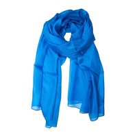 Seidenschal Halstuch Schal Xxl Blau Brillantblau Seide 180X90Cm
