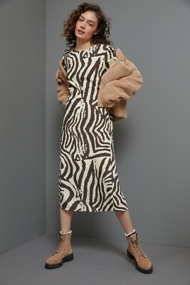 New Anthropologie Corey Lynn Calter Zebra Maxi Tee Dress Size Small MSRP: $168