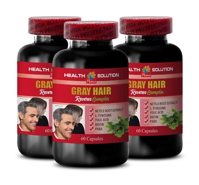 Gray hair solution - GRAY HAIR REVERSE - Hair strengthening nutrients 3 Bottles