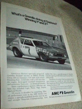 1971 71 American Motors AMC Gremlin magazine car ad -"at Daytona? winning 1 & 2"