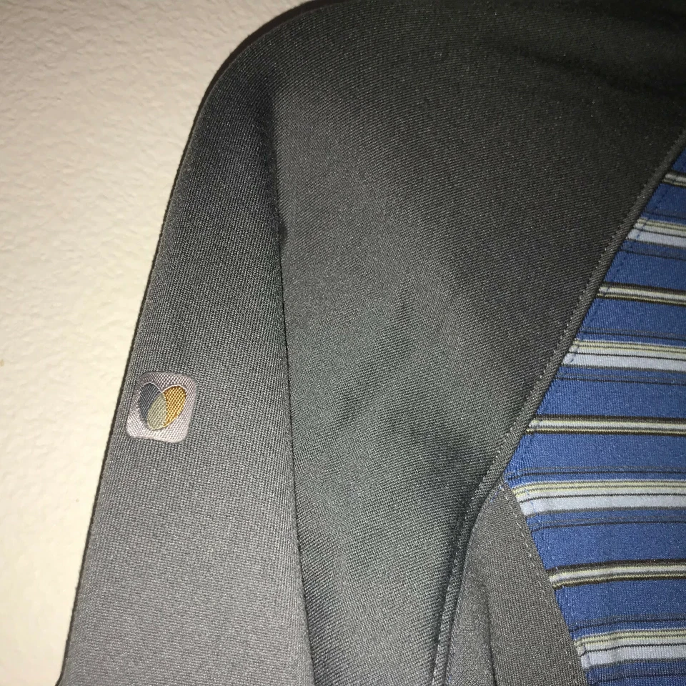 Chaqueta Atlética Columbia Titanium Mujer Pequeña Gris Azul Rayas Cremallera Completa  Foto 4 de 4