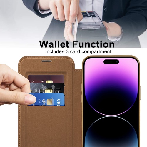 Fr iPhone 15 14 13 12 Pro Max Luxury RFID Blocking Card Leather Folio Phone Case - Picture 5 of 19