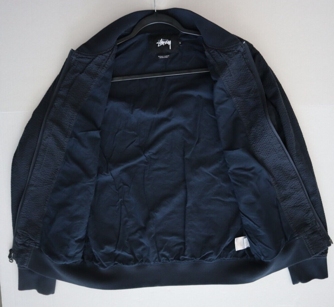 Stussy 115279 Men's Sz Small Navy Full Zip Seersucker Bomber