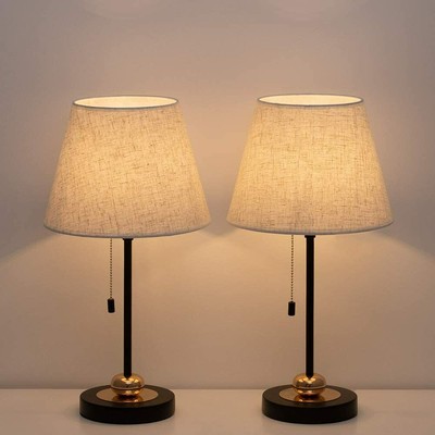 Set Of 2 Fabric Beside Table Desk Lamp Nightstand Light Bedroom Office Dorm Ebay