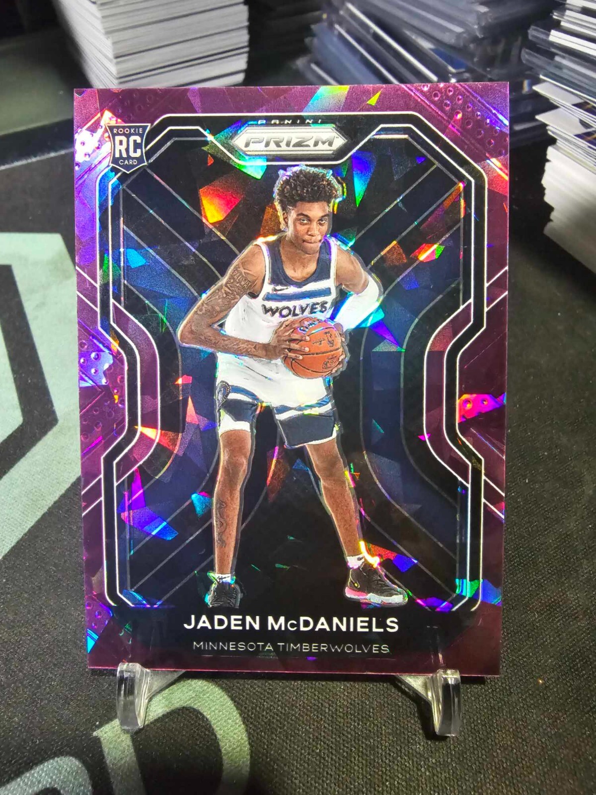 2020-21 Panini Prizm Jaden McDaniels #277 Purple Cracked Ice 036/175 RC!