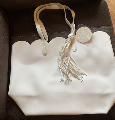 Arcadia Beauty Labs Spring Petal Tote Bag Purse White NWT