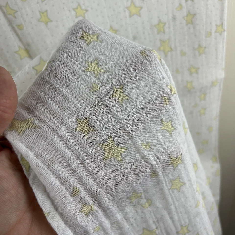 Manta bebé Swaddle Designs estrellas lunas amarillas muselina algodón gris puntos blancos Foto 4 de 4