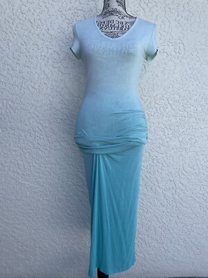 Young Fabulous Broke Araya Dress S Blue Ombre Bodycon Stretch Boho Short Sleeve