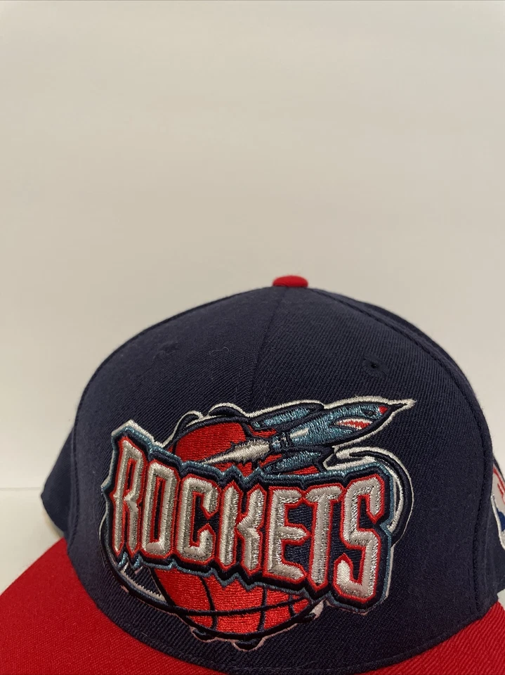 Vintage Mitchell & Ness Houston Rockets Fitted Hat Size 7 1/4 100% Wool Old Logo - Image 2 of 4