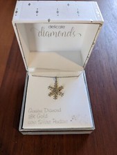 Genuine Diamond 18k Gold over Sterling Silver Snowflake Pendant Necklace
