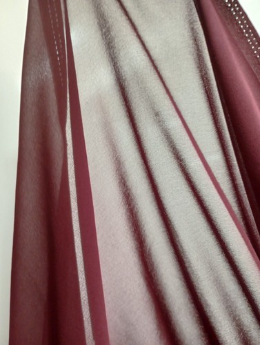 BUNDLE: 5m Burgundy Polyester Chiffon Fabric, matching thread + bias tape sewing - Picture 2 of 4