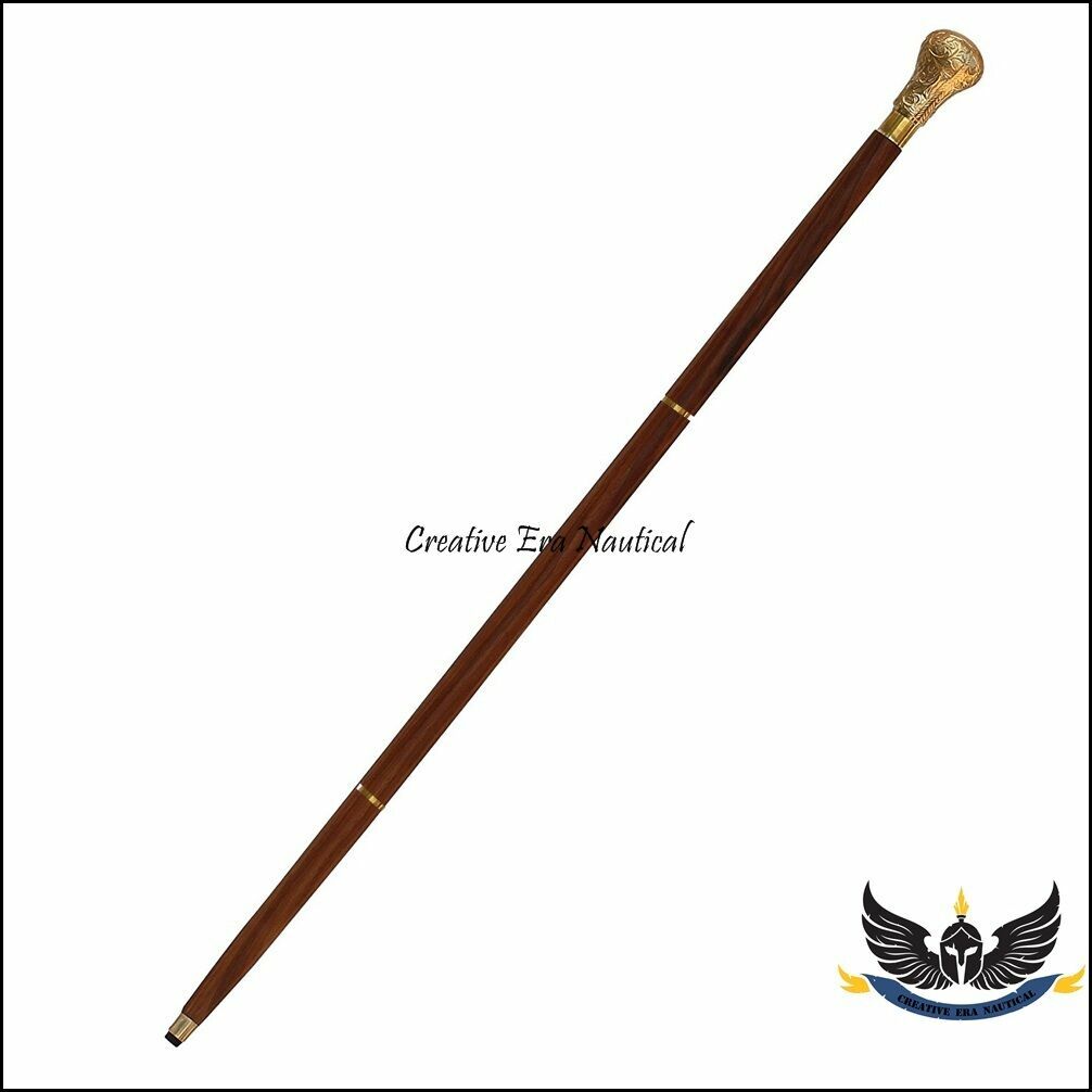 Knob Vintage Solid Brass Handle Victorian Wood Walking Stick Cane Antique Canes eBay