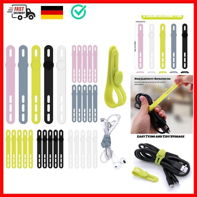 Silikon-Kabelbinder Wiederverwendbar – Flexibel, 15,2 Cm, Für Kabel, Kopfhörer, Reise, In Weiß & Schwarz