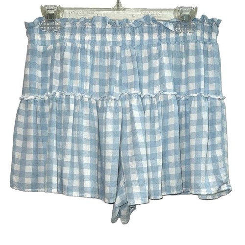 Aeropostale Women’s Blue Checkered Drawstring Elastic Pajama Shorts Size M - Picture 2 of 5