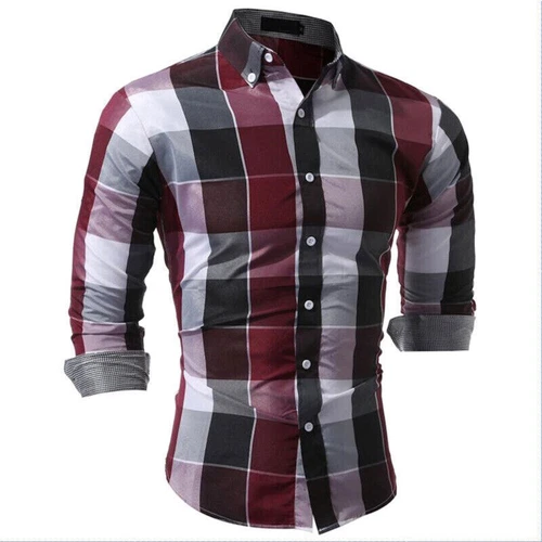 Mens Plaid Shirt Designer Engineered Stripes Stretch Button Up NEW Casual Dress - Bild 4 von 12