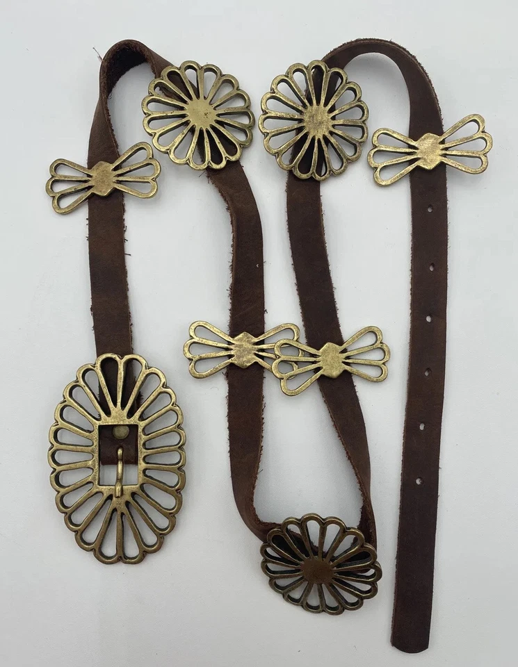 Cinto Leatherock de camurça cintura quadril bronze marrom enfeitado boho vintage 34" - 39" - Imagem 2 de 4