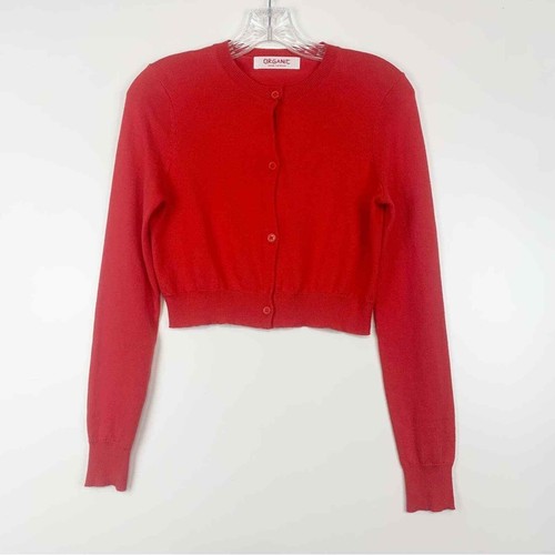 Cotton Cardigan Sweater Size XS Red 