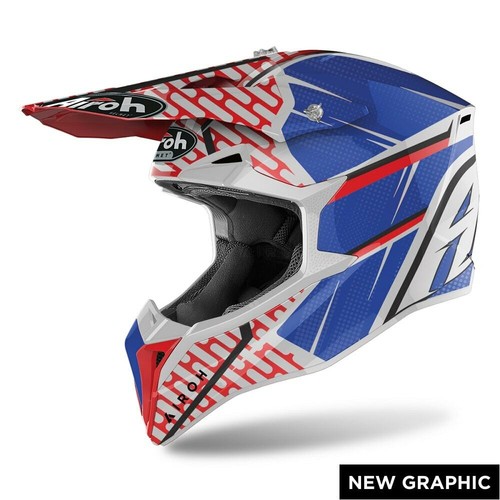 Casco moto cross enduro Airoh Wraap IDOL BIANCO ROSSO BLU taglia S | eBay