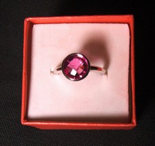 Bright Pink Quartz and Sterling Ring, size 9