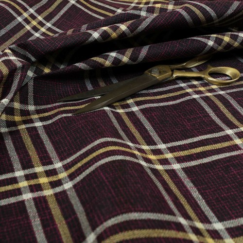Fire Treated Country Tartan Check Woven Upholstery Fabric for Curtains Per Metre - Picture 79 of 123
