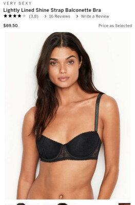 VS very sexy lightly lined shine strap balconette bra new 32c black | eBay