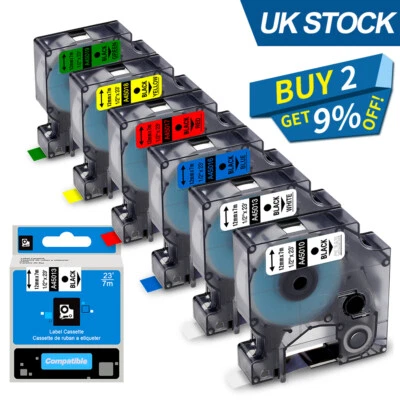 OOZMAS D1 Label Tape 45013 S0720530 Black on White 12mm x 7m for Dymo Label Manager 160