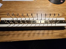 Vintage Tie Rack 24 Hooks Wood and Brass 13 3/4" x 1 7/8" x 1 1/4" Accuride 