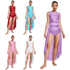 Women's Ballet Skirt Sleeveless Mesh Tank Dress Lyrical Contemporary Dancewear