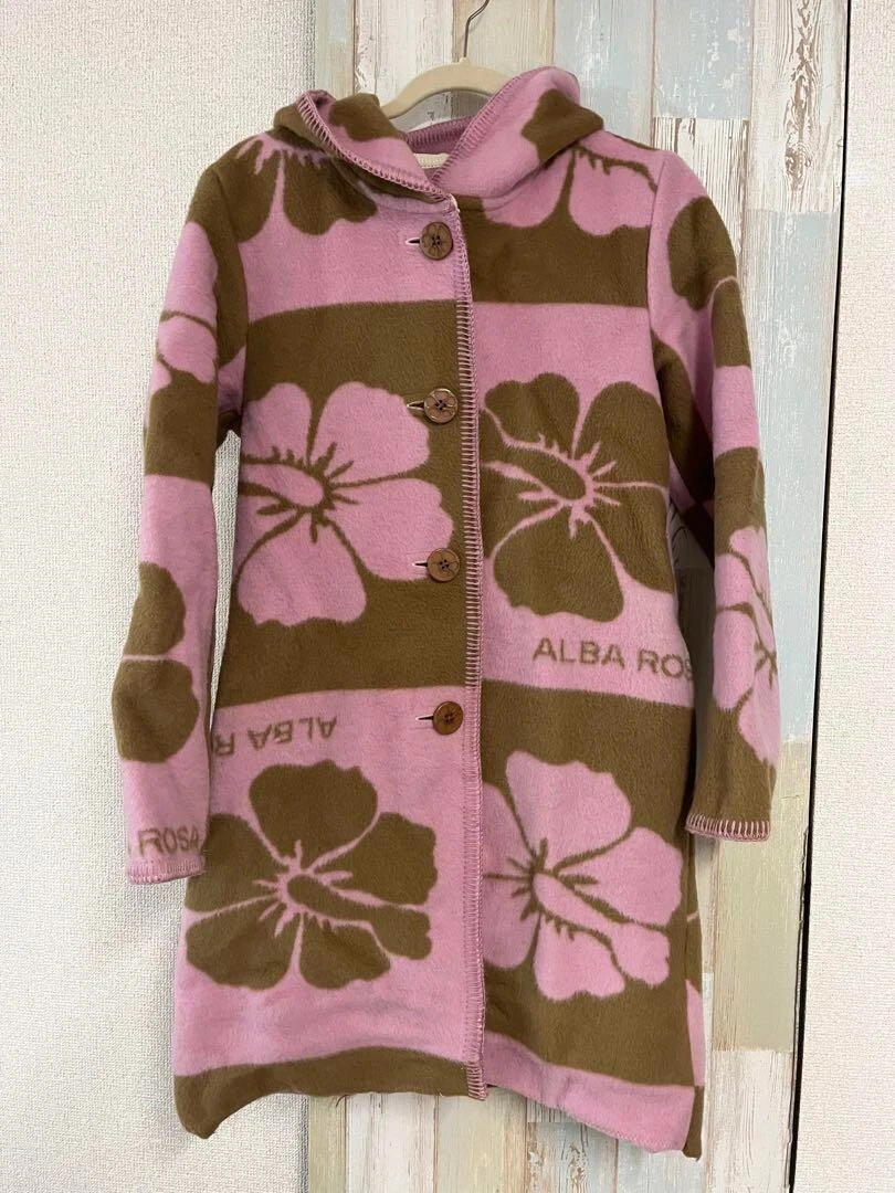 Alba Rosa Blanket Coat Hibiscus Foodie Free Size Pink Brown