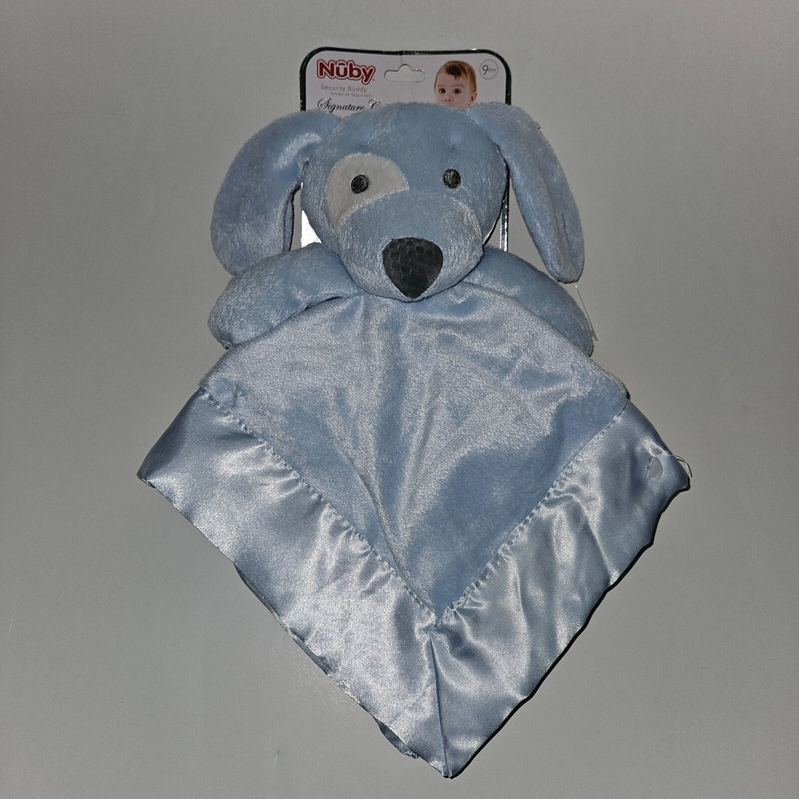 NWT Nuby Blue White Puppy Dog Lovey Plush Baby Security Budd