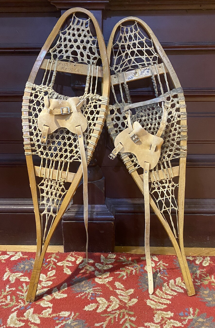 Antique Vintage Old Wooden Indian Snowshoes 38" Long x 12" Wide eBay