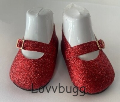 Red Ruby Slippers Glitter Mary Janes Dorothy for American Girl 18