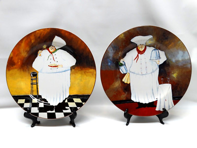 Set of 2 Sakura Fat Chef Salad Lunch Dessert Plates Al Dente by Jennifer Garant