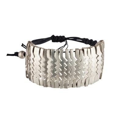 81stgeneration Silber Ton Messing Zig Zag Swirl Einstellbare Azteken Armband