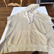 NSF Clothing Tan Distressed Hoodie Sweatshirt Women  s Size M Made in USA 100 Co