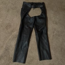 Leather King Biker Black Chaps For Motorcycle Riders
