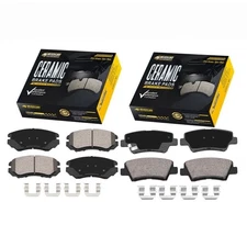 Front and Rear Ceramic Disc Brake Pad W/Clips For 2010-2013 KIA Soul 1.6L 2.0L