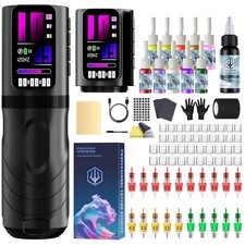 Tattoo Gun Kit, Wireless Tattoo Pen Kit Tattoo Kit with 2Pcs Battery and 20 Pcs