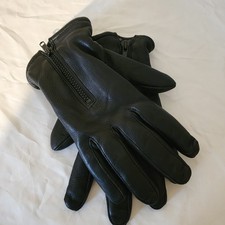 Vintage Black Soft Leather Thinsulate Gloves 40 Gram XXL Expandable Zipper
