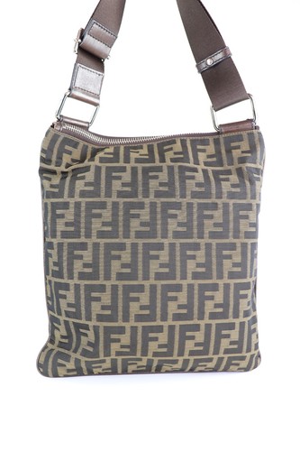 Fendi Vintage Front Zip Flat Messenger Bag Zucca Canvas Medium - Afbeelding 3 van 19