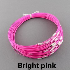 Neckwire Stainless Steel 18" BRIGHT PINK Screw Cord WIre Jewelry Choker BULK