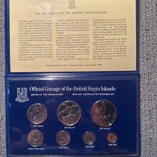 1980 British Virgin Islands Proof Sets, Rare, All Original 7 coins in case & COA