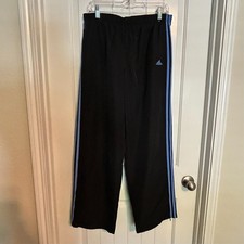 adidas track pants with blue stripes women size L