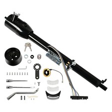 32 Black Stainless Tilt Automatic Steering Column W9 Hole Wheel Adapter Key