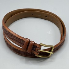 Vintage Allen Edmonds Mens Calfskin Leather Belt Brown Brass Made in USA Sz. 40