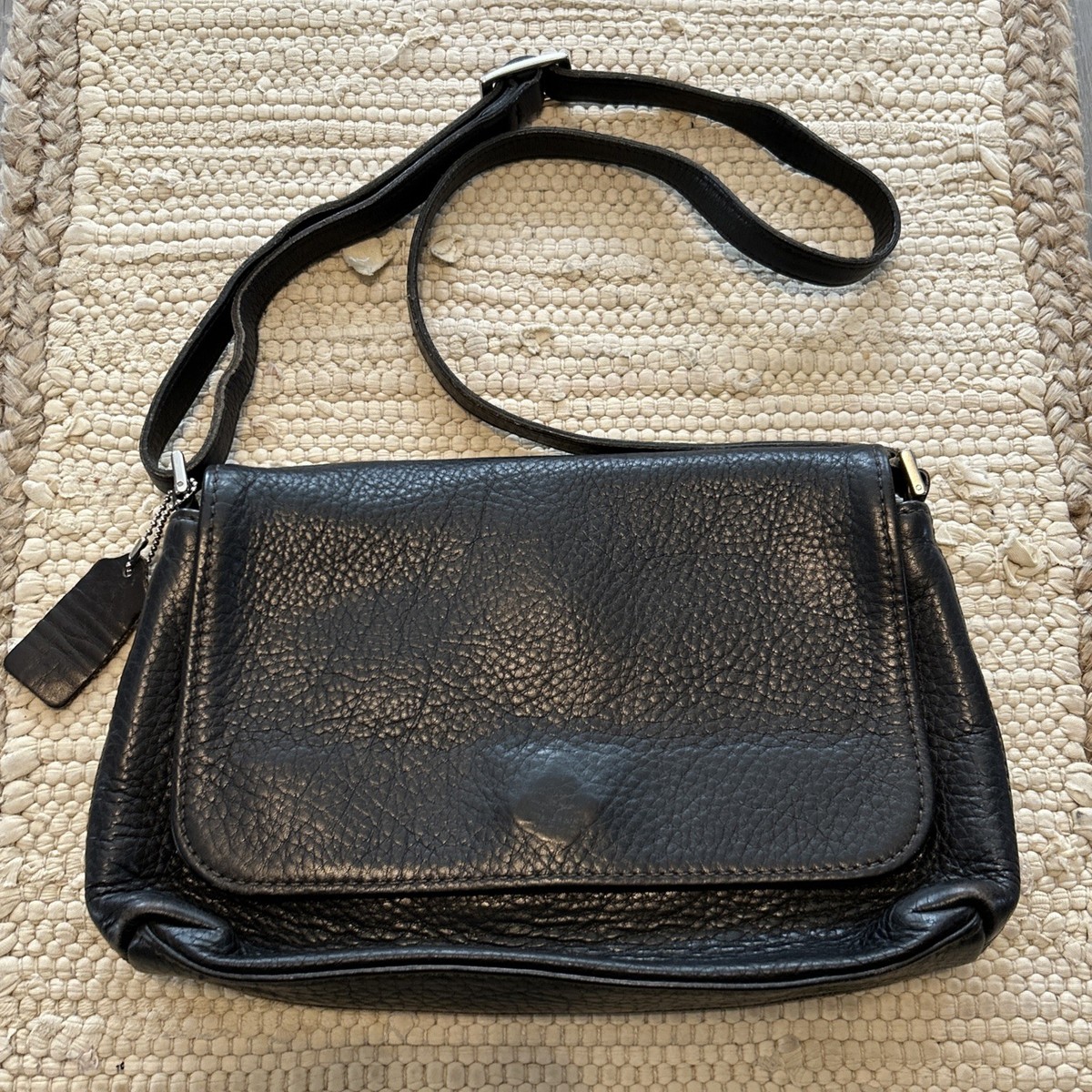 Vtg COACH Leather Hudson Dark Brown Flap Shoulder Bag Crossbody