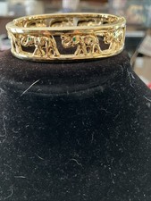 gold tone elephant hinged bracelet Trunks Up ...