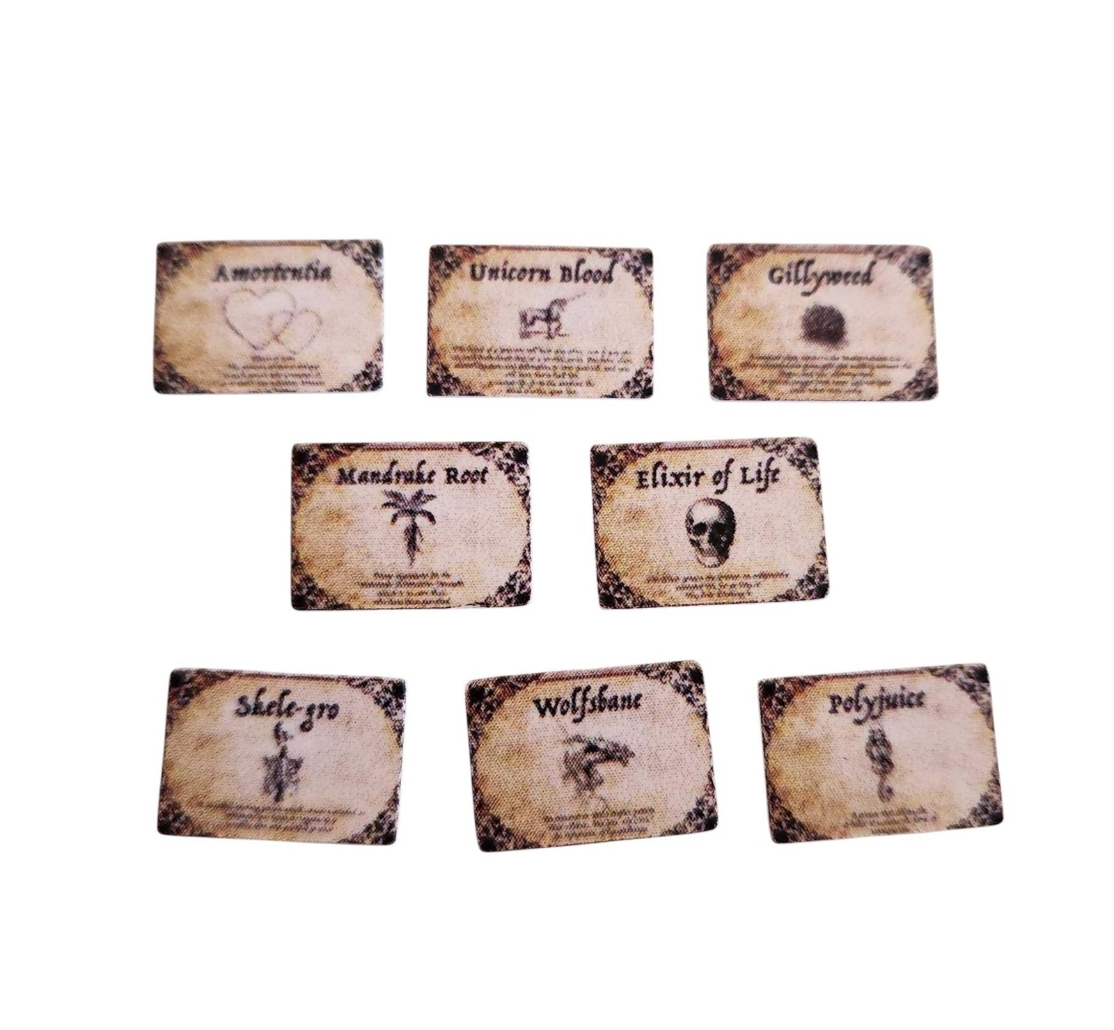 Dolls House Witches Potion Labels Magical Elixir Brew Signs Halloween Accessory