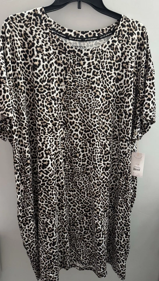 Camisa para dormir Joyspun 2X-3X para mujer Dreamy Soft Collection estampado de leopardo nueva con etiquetas Foto 2 de 4